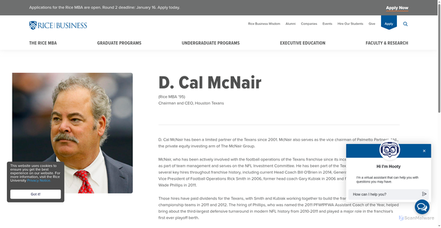 Security scan screenshot of https://business.rice.edu/person/d-cal-mcnair