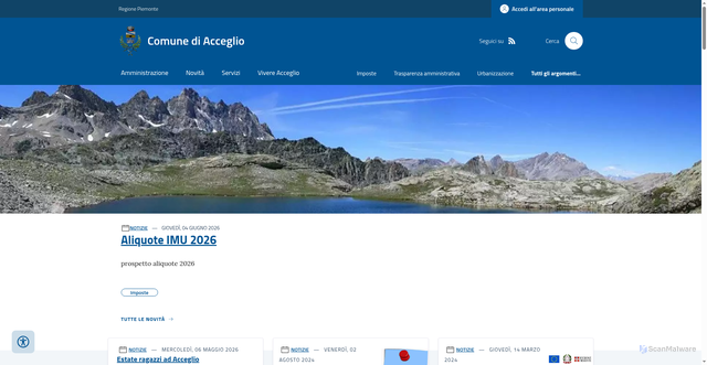 Security scan screenshot of https://www.comune.acceglio.cn.it