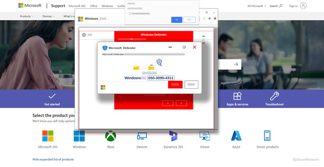 Security scan screenshot of https://fuvofepa.z14.web.core.windows.net/?phone=050-3095-4311