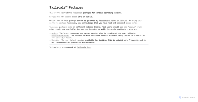 Security scan screenshot of https://pkgs.tailscale.com