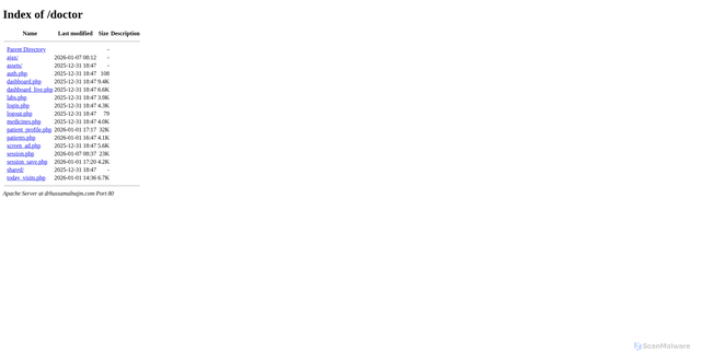 Security scan screenshot of http://drhussamalnajm.com/doctor/