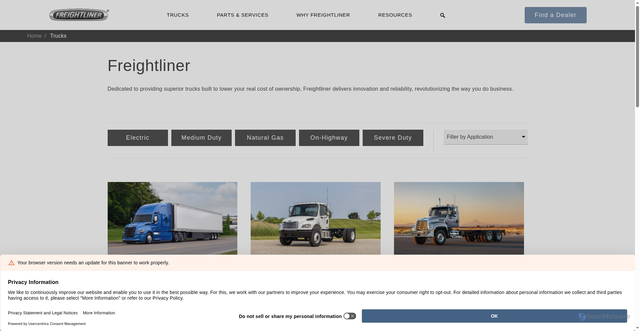 Security scan screenshot of https://www.freightliner.com/trucks/
