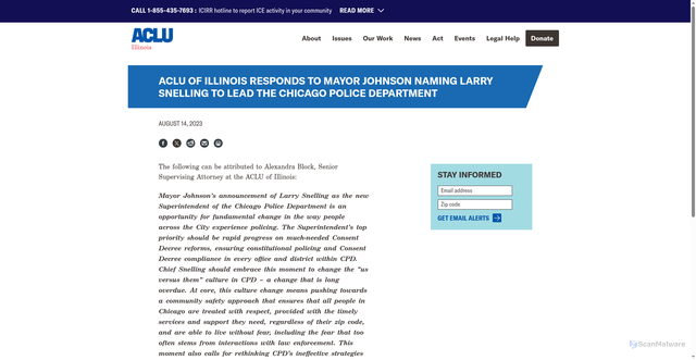 Security scan screenshot of https://www.aclu-il.org/en/press-releases/aclu-illinois-responds-mayor-johnson-naming-larry-snelling-lead-chicago-police