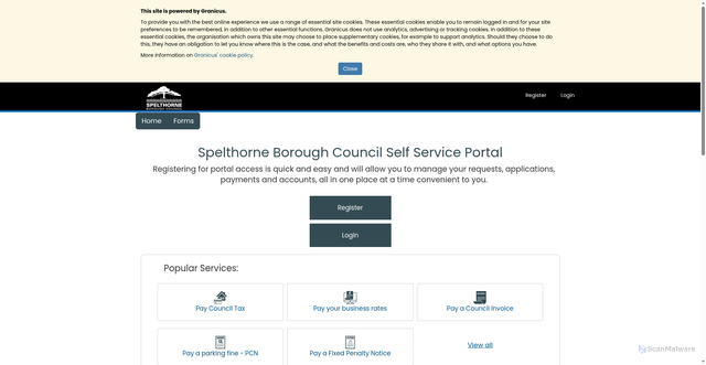 Security scan screenshot of https://spelthorne-self.achieveservice.com