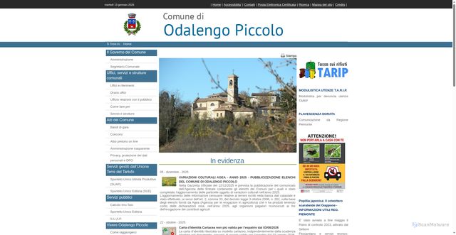 Security scan screenshot of https://www.comune.odalengopiccolo.al.it/