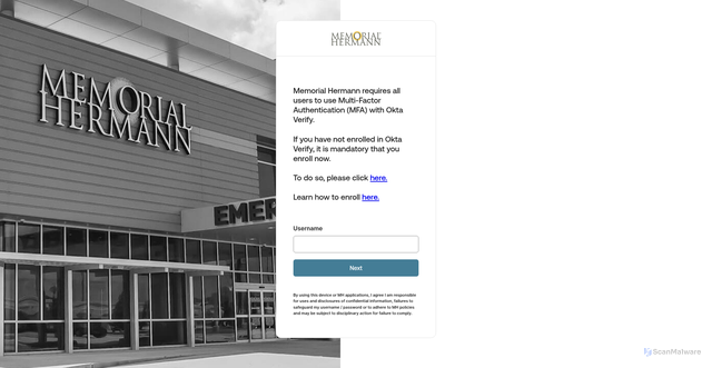 Security scan screenshot of https://iam.memorialhermann.org