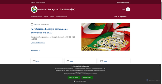 Security scan screenshot of https://www.comune.gragnanotrebbiense.pc.it