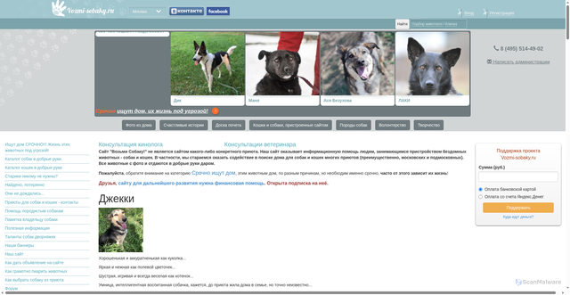 Security scan screenshot of https://msk.vozmi-sobaky.ru