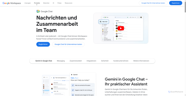 Security scan screenshot of https://chat.google.com/
