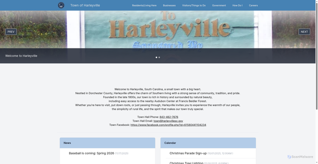 Security scan screenshot of https://harleyvillesc.gov/