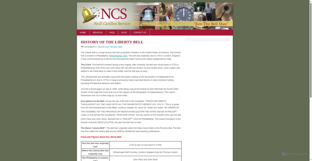 Security scan screenshot of https://kenthebellman.com/history-of-the-liberty-bell/