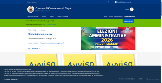 Security scan screenshot of https://www.comune.casalnuovo.na.it
