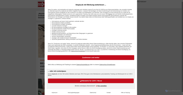 Security scan screenshot of https://utopia.de