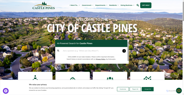Security scan screenshot of https://www.castlepinesco.gov/
