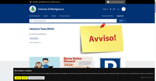 Security scan screenshot of https://www.comune.martignacco.ud.it