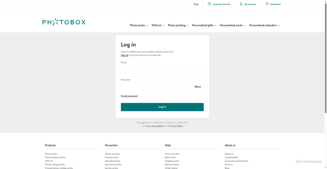 Security scan screenshot of https://myaccount.photobox.co.uk