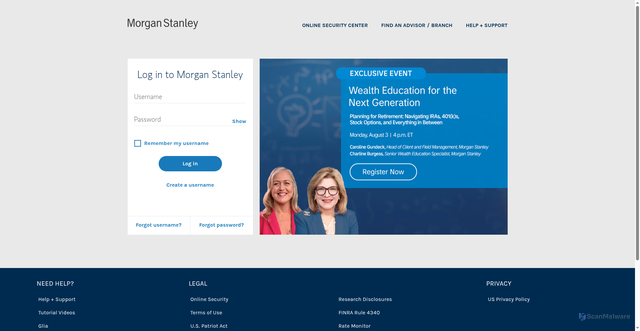 Security scan screenshot of https://login.morganstanleyclientserv.com/