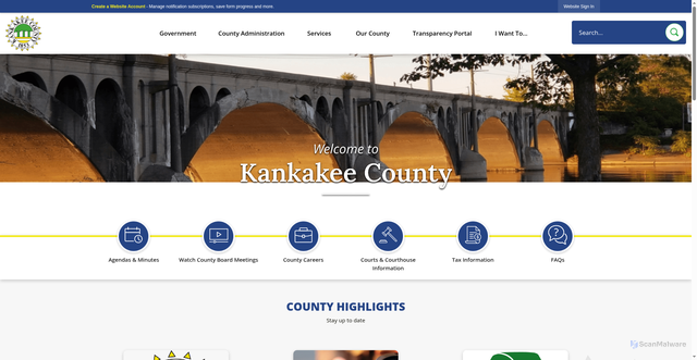 Security scan screenshot of https://kankakeecountyil.gov/