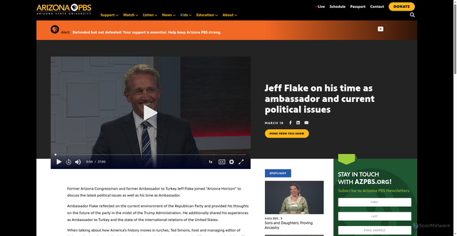 Security scan screenshot of https://azpbs.org/horizon/2025/03/jeff-flake-on-his-time-as-ambassador-and-current-political-issues/
