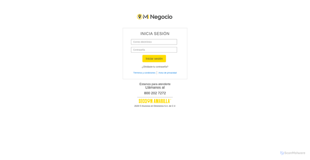 Security scan screenshot of https://minegocio.seccionamarilla.com.mx