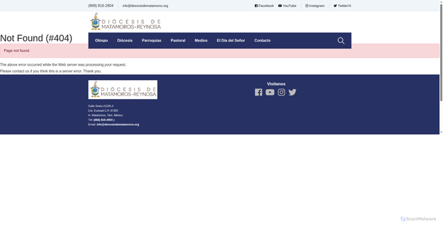 Security scan screenshot of https://diocesismr.org/parroquias/zona-pastoral-reynosa/parroquia-de-nuestra-senora-de-guadalupe/
