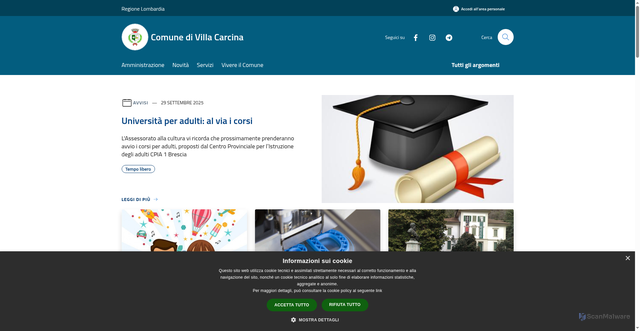 Security scan screenshot of https://www.comune.villacarcina.bs.it/it