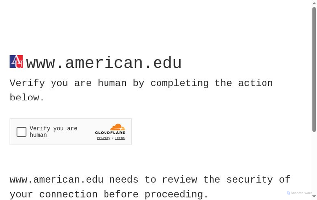 Security scan screenshot of https://www.american.edu/