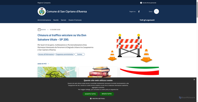 Security scan screenshot of https://www.comune.sanciprianodaversa.ce.it/