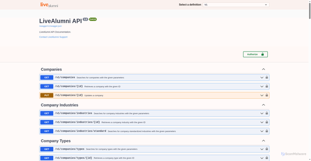 Security scan screenshot of https://api.livealumni.com