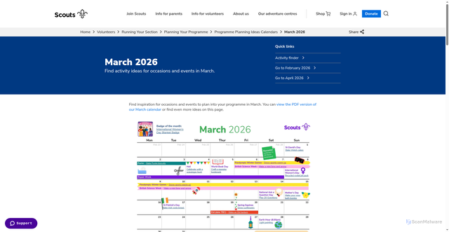 Security scan screenshot of https://www.scouts.org.uk/volunteers/running-your-section/planning-your-programme/programme-planning-ideas-calendars/march-2026/