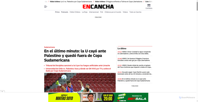 Security scan screenshot of https://encancha.cl