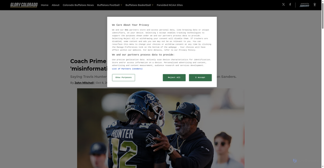 Security scan screenshot of https://glorycolorado.com/coach-prime-calls-out-liam-coen-eli-manning-for-misinformation-on-travis-hunter-monday-night-football