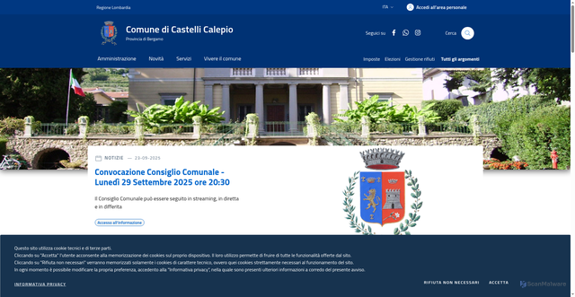 Security scan screenshot of https://www.comune.castellicalepio.bg.it/