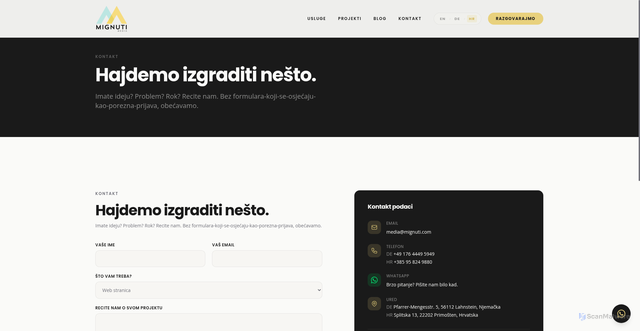 Security scan screenshot of https://mignuti-media.pages.dev/hr/kontakt/