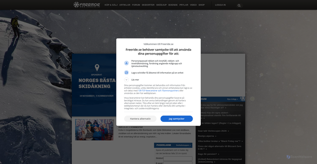 Security scan screenshot of https://www.freeride.se/