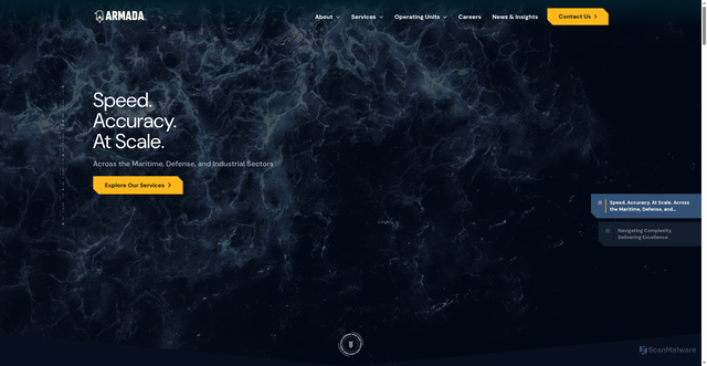 Security scan screenshot of https://www.armadainc.com/