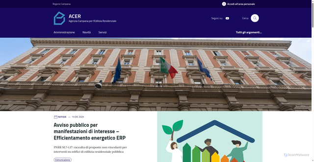 Security scan screenshot of https://www.acercampania.it/