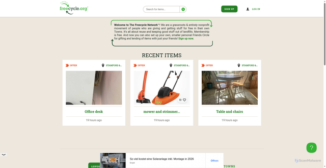 Security scan screenshot of https://www.freecycle.org