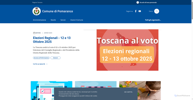 Security scan screenshot of https://www.comune.pomarance.pi.it/