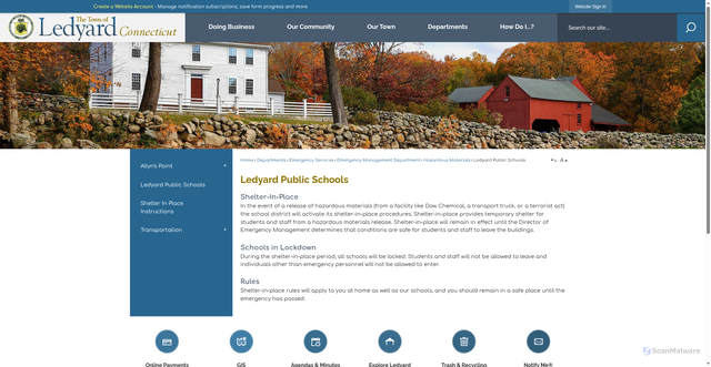 Security scan screenshot of https://www.ledyardct.org/537/Ledyard-Public-Schools