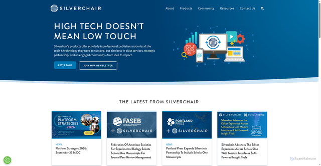 Security scan screenshot of https://silverchair.com