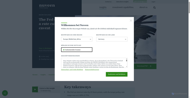 Security scan screenshot of https://www.nuveen.com/global/insights/investment-outlook/fed-update