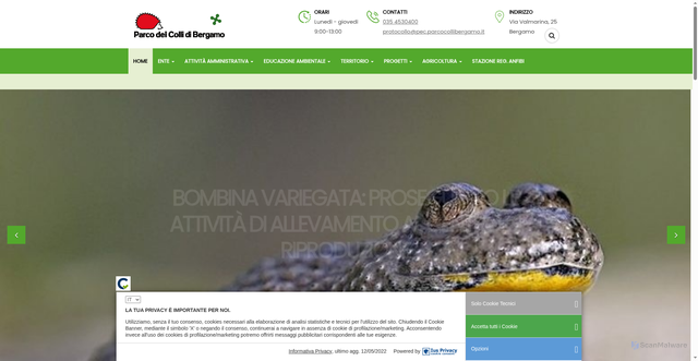 Security scan screenshot of https://www.parcocollibergamo.it