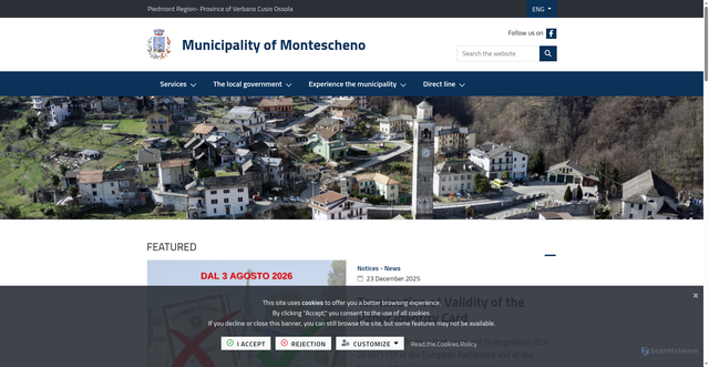 Security scan screenshot of https://www.comune.montescheno.vb.it