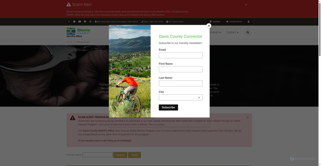 Security scan screenshot of https://www.daviscountyutah.gov/sheriff/inmate-roster
