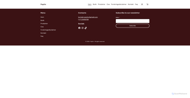 Security scan screenshot of https://peptix.se
