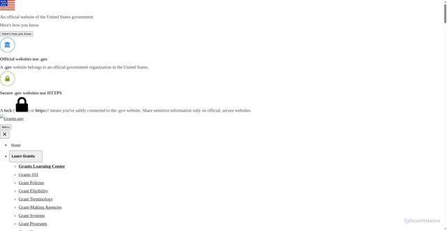 Security scan screenshot of https://tonyyyyy.pages.dev/learn-grants/grant-making-agencies/