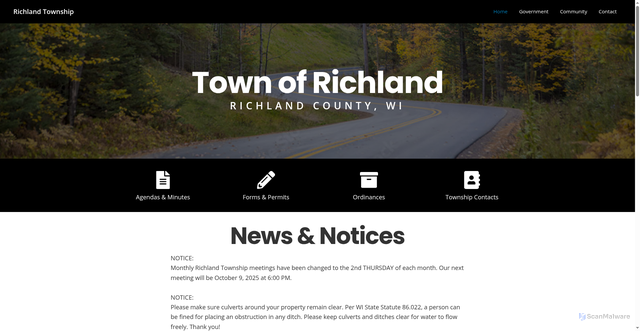 Security scan screenshot of https://townofrichlandwi.gov/