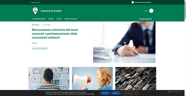 Security scan screenshot of https://www.comune.gualdo.mc.it/