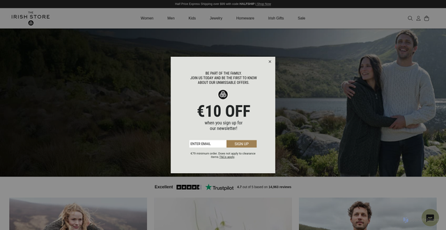 Security scan screenshot of https://theirishstore.com